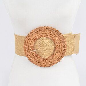 Oversized Bamboo Buckle Waist Elastic Belt